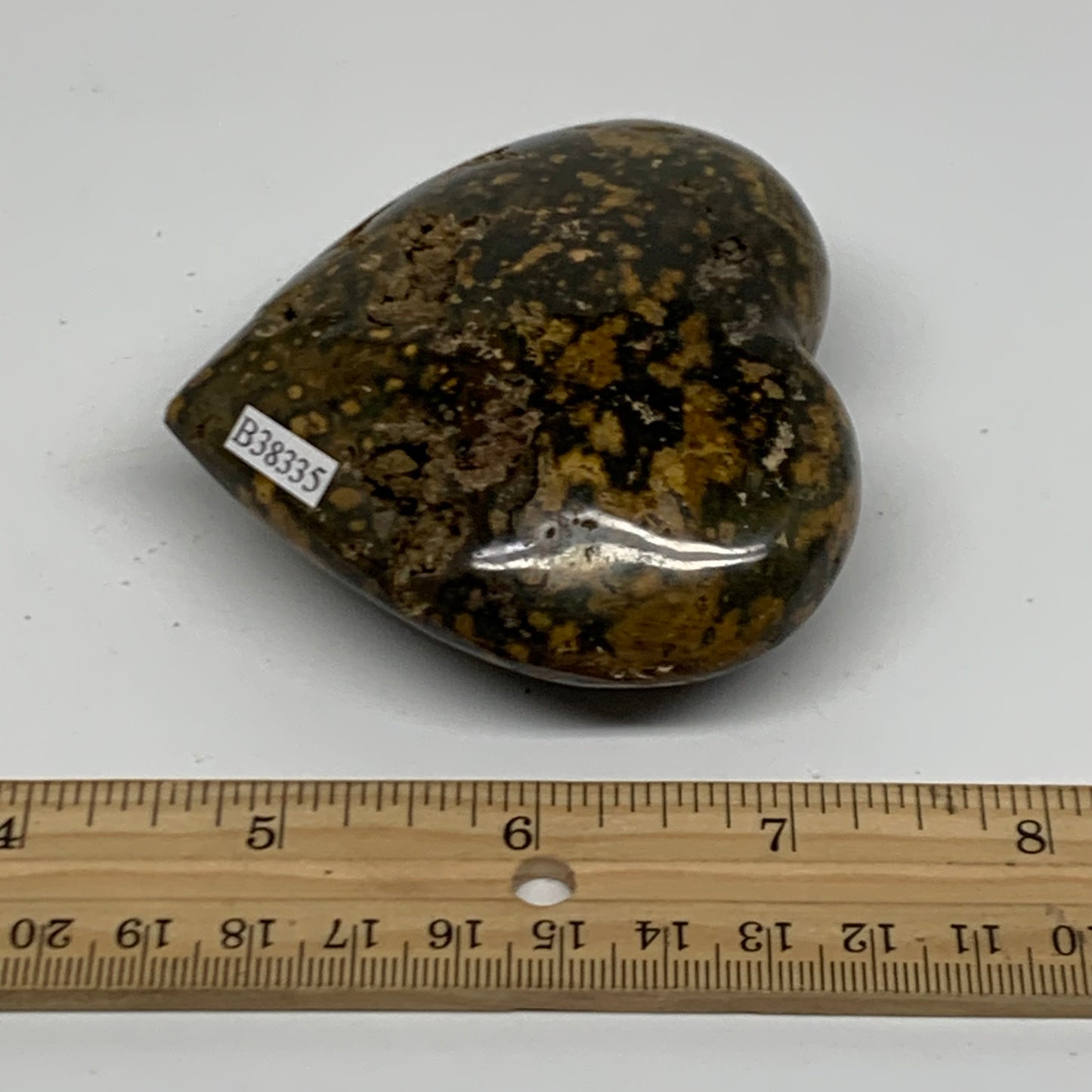 0.42 lbs, 2.9"x3"x1.2" Ocean Jasper Heart Polished Healing Crystal, B38335