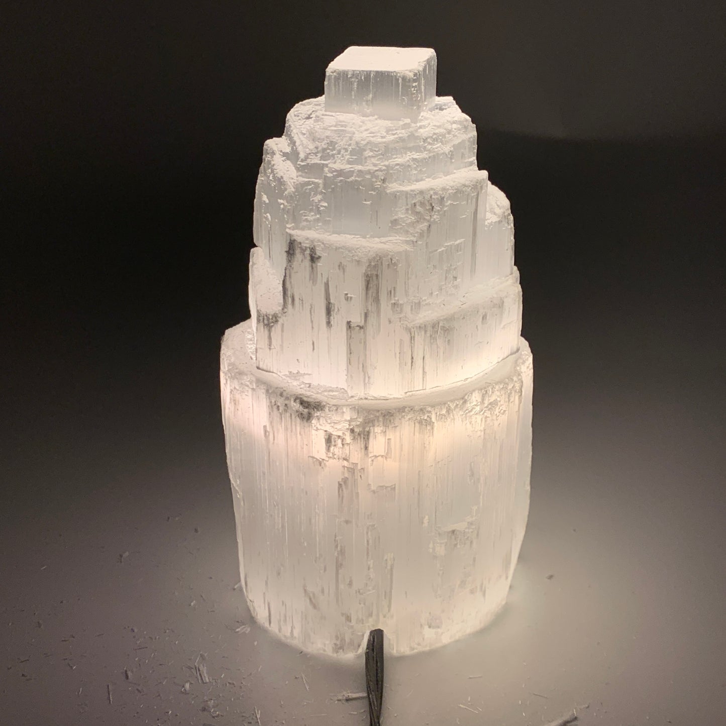 2.2 lbs, 6"x3.2", Raw Rough Selenite (Satin Spar) Lamp Tower, 6ft Chord, B35893