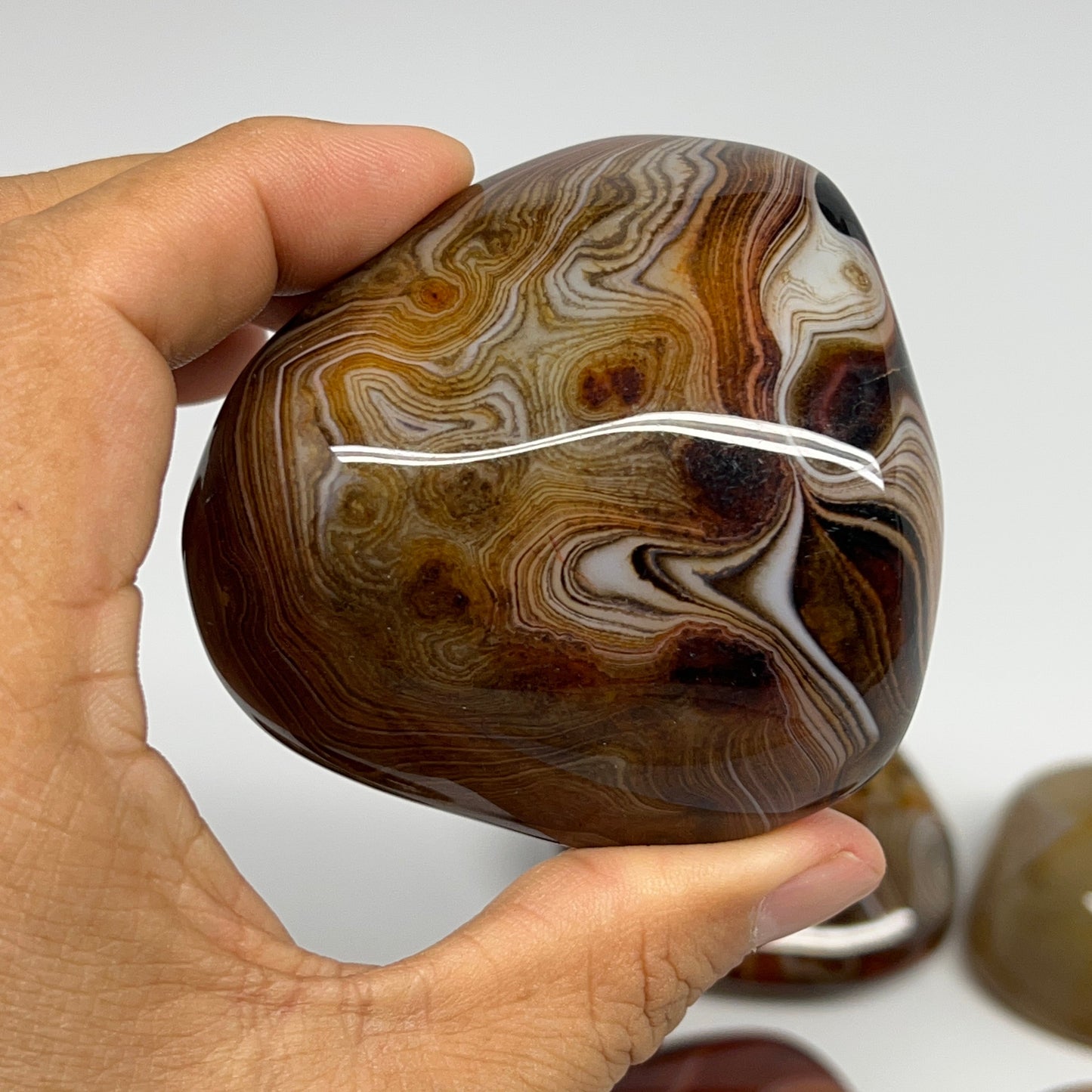 1005g, 1.6" - 2.9", 9pcs, Sardonyx Palm-Stone Freeform Crystal Polished, B22976