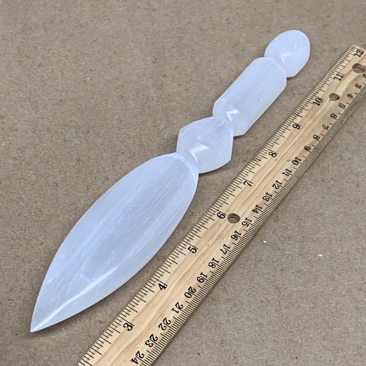 0.46 lbs, 9.25"x1.6"x0.8", Natural Selenite Crystal Dagger (Satin Spar), B36547