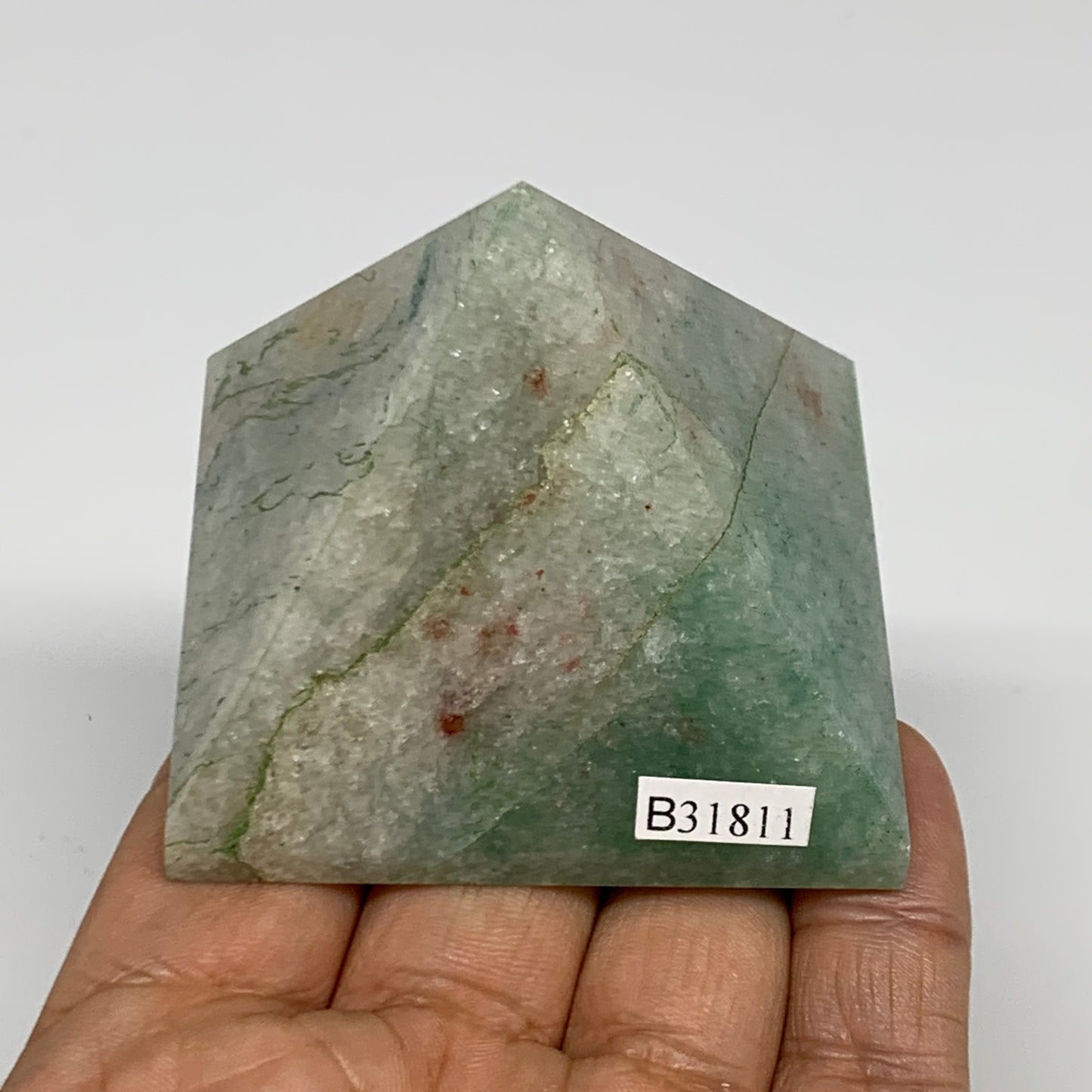 0.38 lbs, 1.9"x2.2"x2.3", Green Aventurine Pyramid Gemstone,Healing Crystal, B31