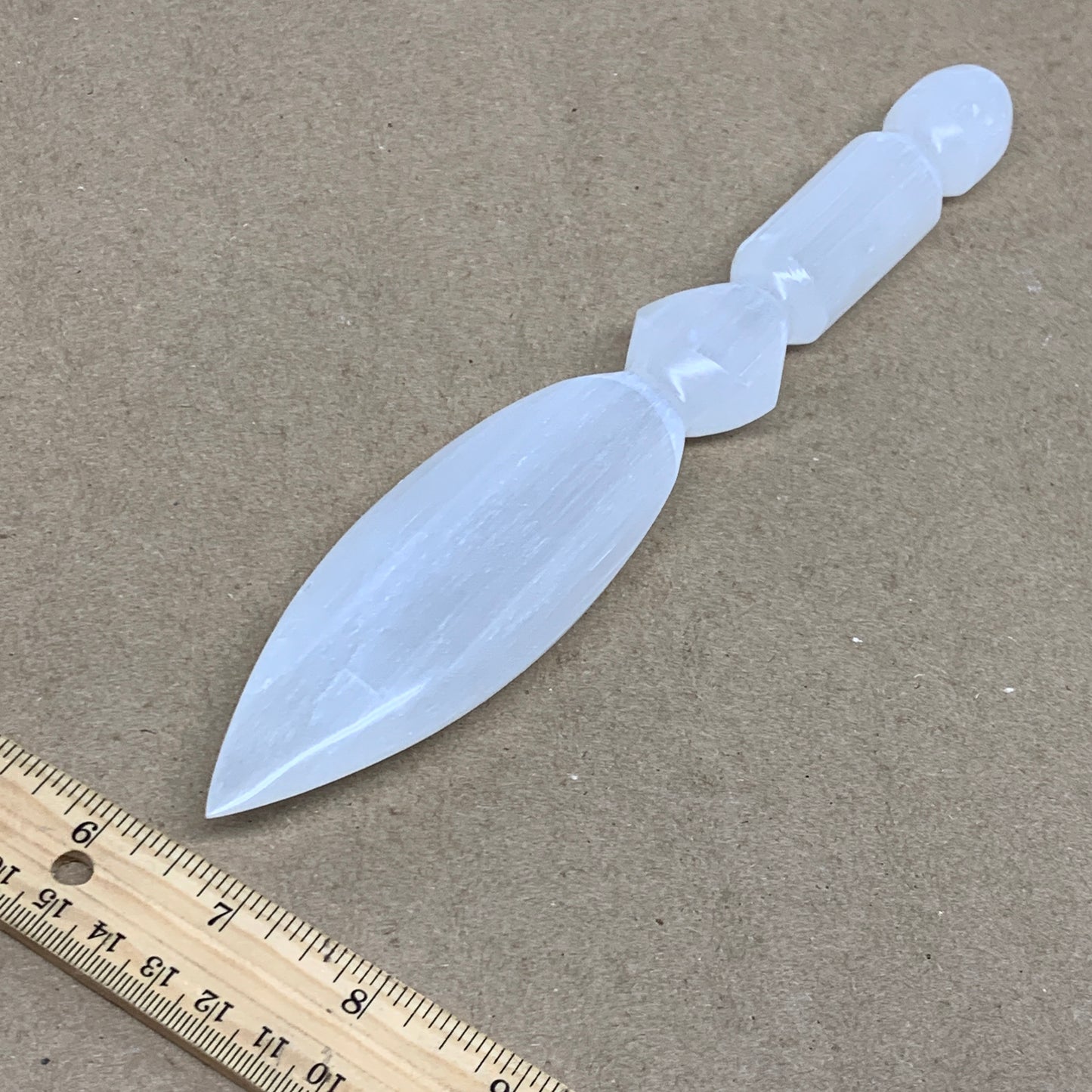 0.46 lbs, 9.25"x1.6"x0.8", Natural Selenite Crystal Dagger (Satin Spar), B36547