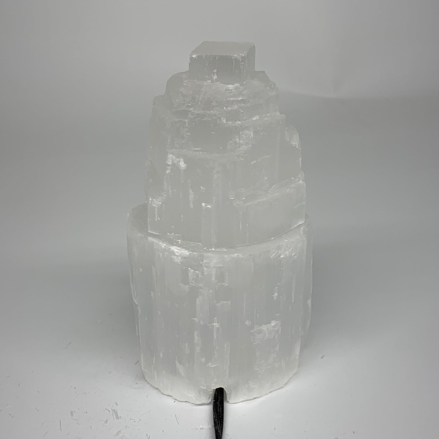 2.2 lbs, 6"x3.2", Raw Rough Selenite (Satin Spar) Lamp Tower, 6ft Chord, B35893