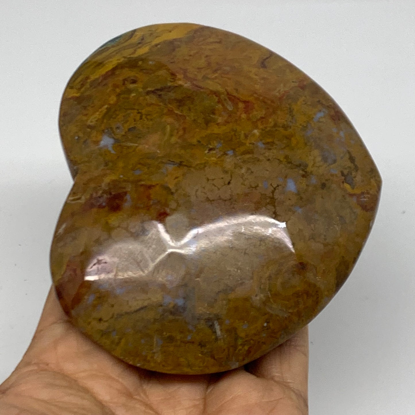 0.72 lbs, 3.6"x4.1"x1.2" Ocean Jasper Heart Polished Healing Crystal, B38340