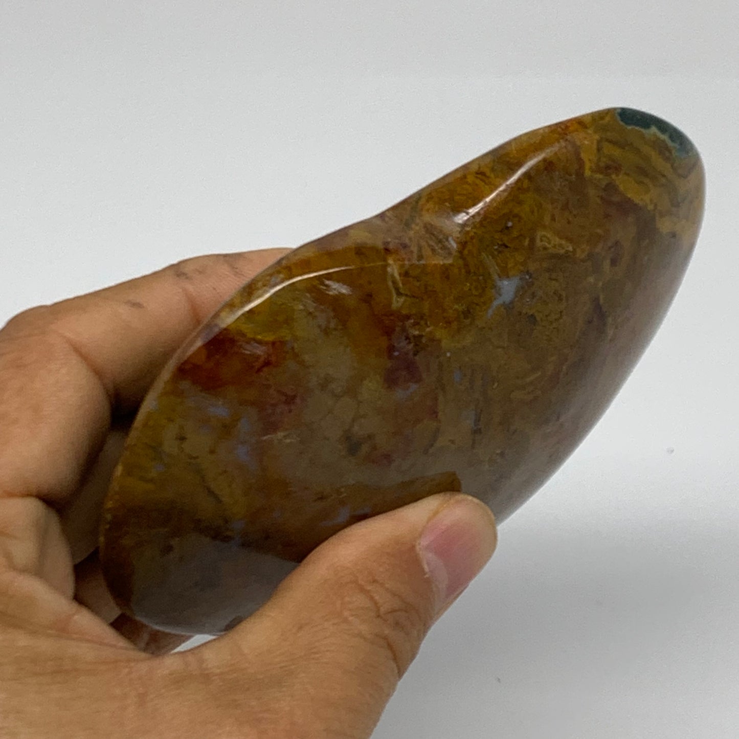 0.72 lbs, 3.6"x4.1"x1.2" Ocean Jasper Heart Polished Healing Crystal, B38340
