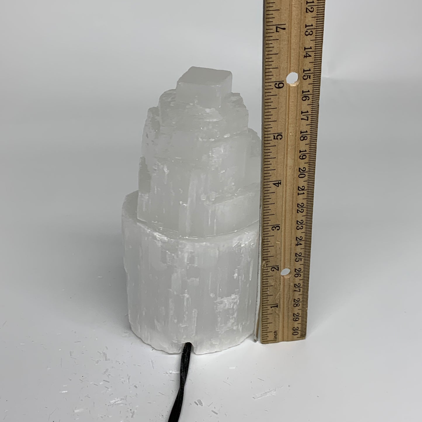 2.2 lbs, 6"x3.2", Raw Rough Selenite (Satin Spar) Lamp Tower, 6ft Chord, B35893