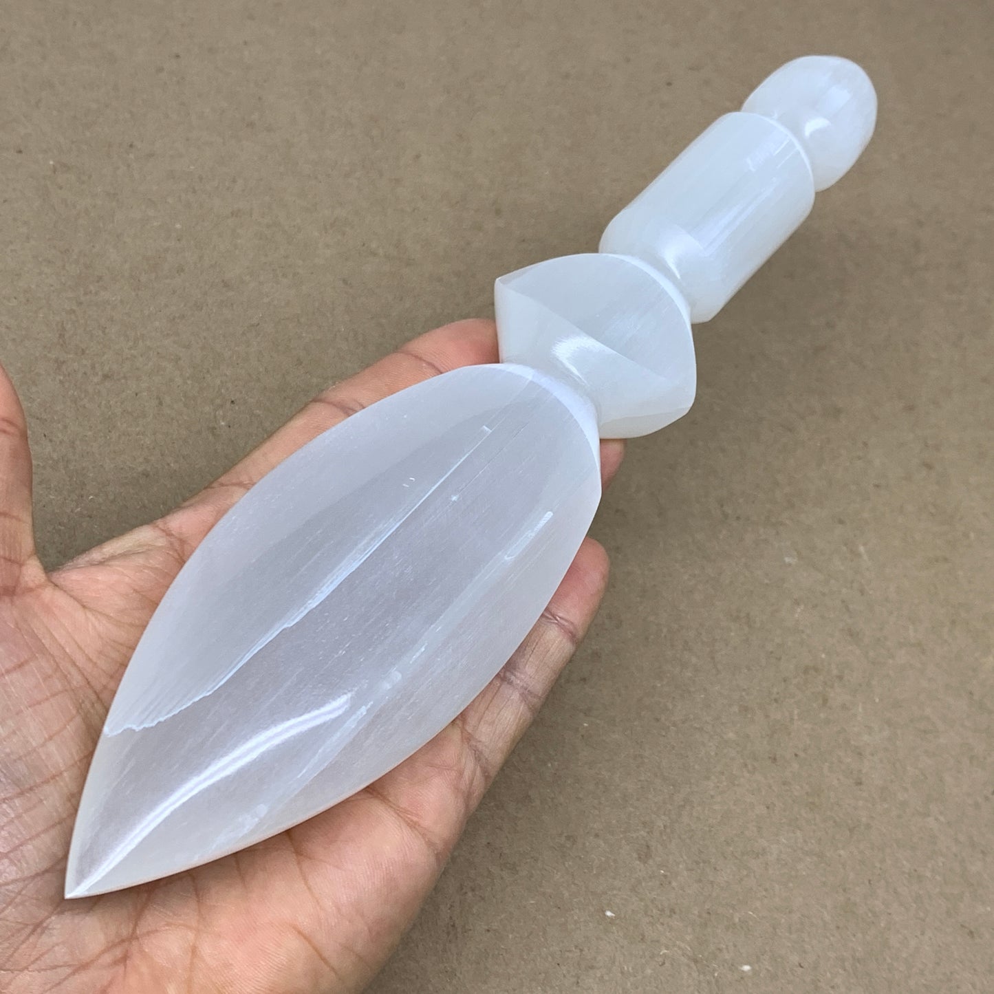 0.73 lbs, 9.5"x2"x1", Natural Selenite Crystal Dagger (Satin Spar), B36548