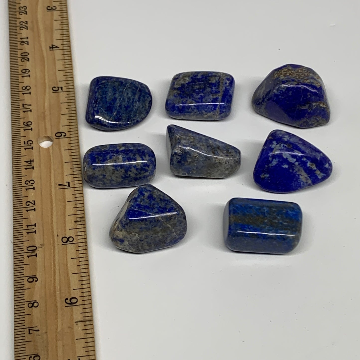 132.8g,0.9"-1.2", 8pcs, Natural Lapis Lazuli Tumbled Stone @Afghanistan, B30282