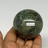222.8g,2.2"(55mm), Natural Moss Agate Sphere Ball Gemstone @India,B29418