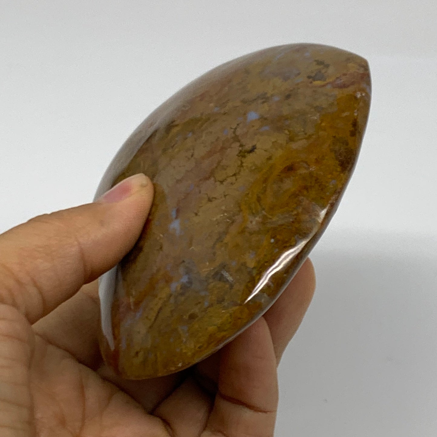 0.72 lbs, 3.6"x4.1"x1.2" Ocean Jasper Heart Polished Healing Crystal, B38340