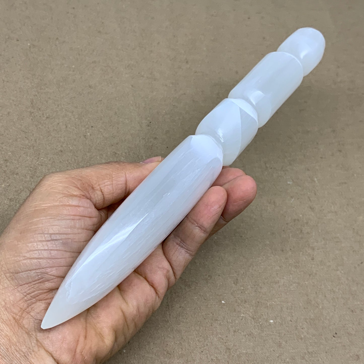 0.73 lbs, 9.5"x2"x1", Natural Selenite Crystal Dagger (Satin Spar), B36548