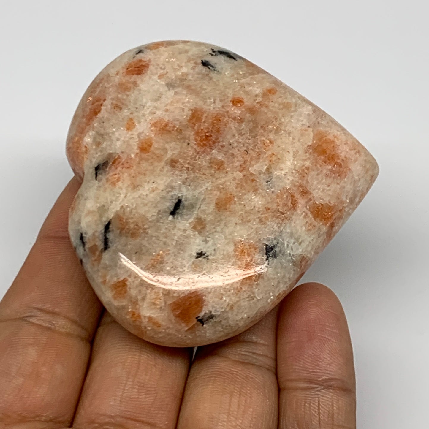 111.1g,2.4"x2.5"x0.8", Sunstone Heart Polished Healing Crystal @India, B28007