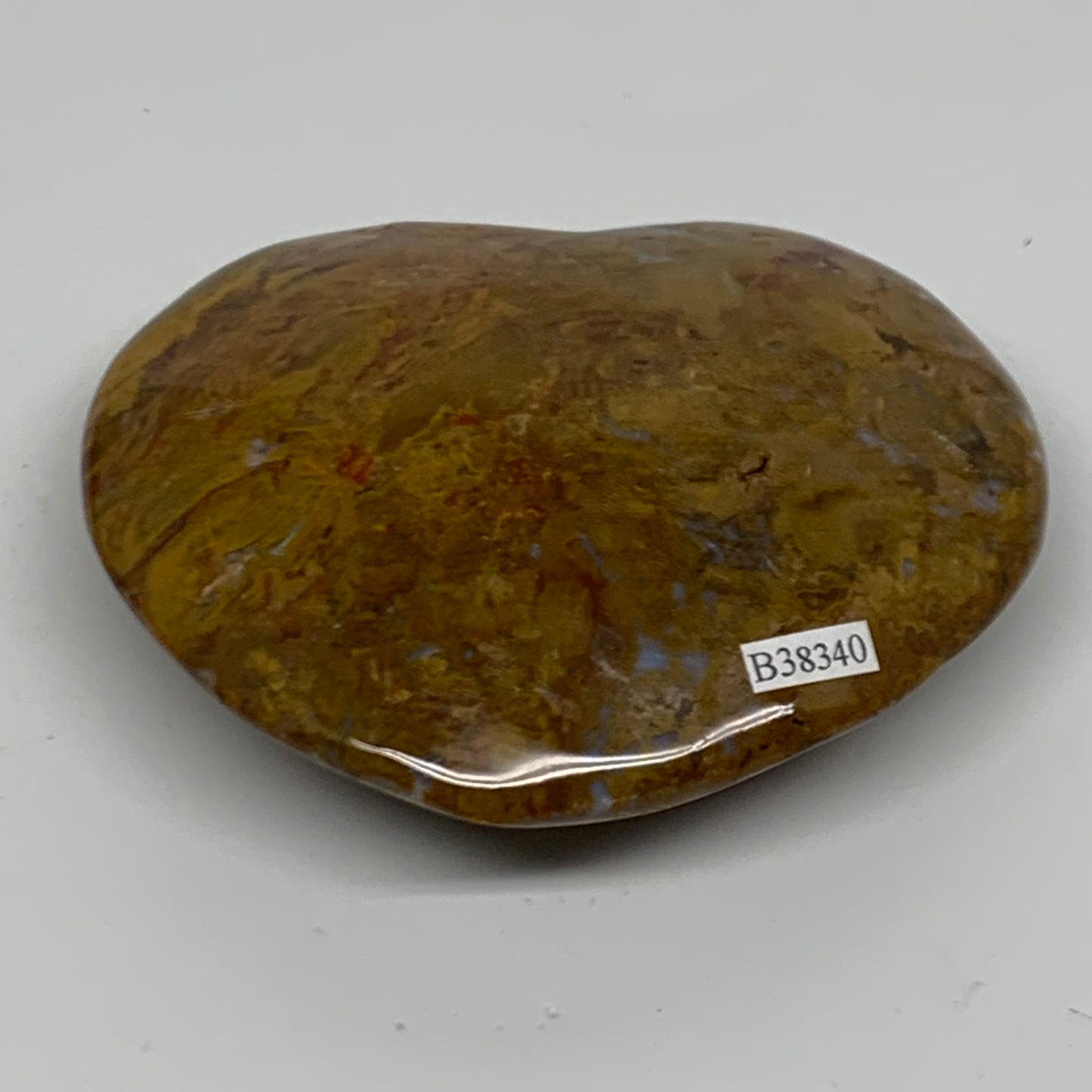 0.72 lbs, 3.6"x4.1"x1.2" Ocean Jasper Heart Polished Healing Crystal, B38340