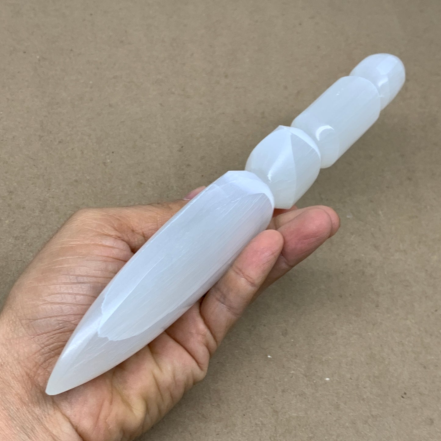 0.73 lbs, 9.5"x2"x1", Natural Selenite Crystal Dagger (Satin Spar), B36548