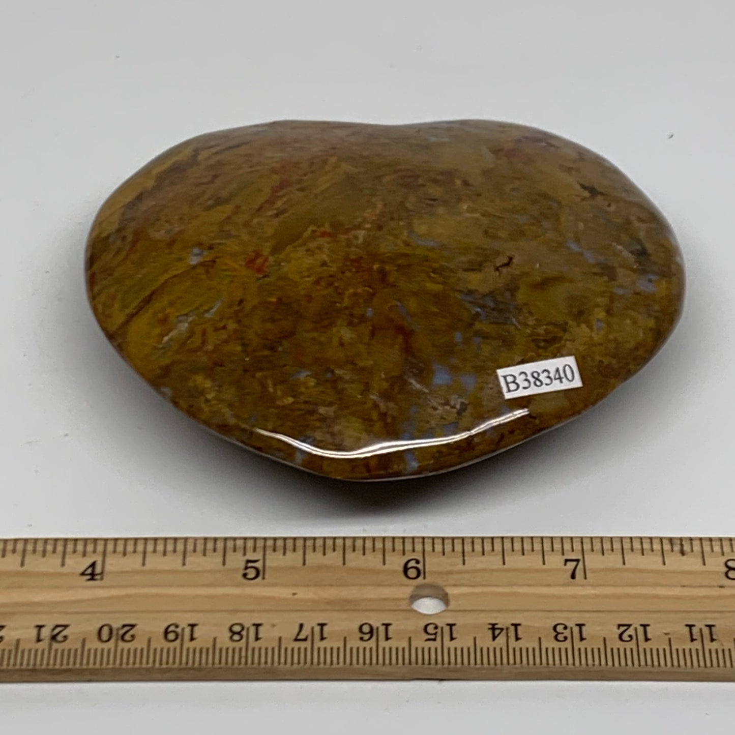 0.72 lbs, 3.6"x4.1"x1.2" Ocean Jasper Heart Polished Healing Crystal, B38340