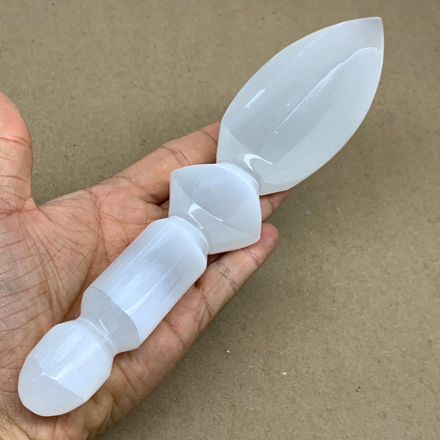 0.73 lbs, 9.5"x2"x1", Natural Selenite Crystal Dagger (Satin Spar), B36548