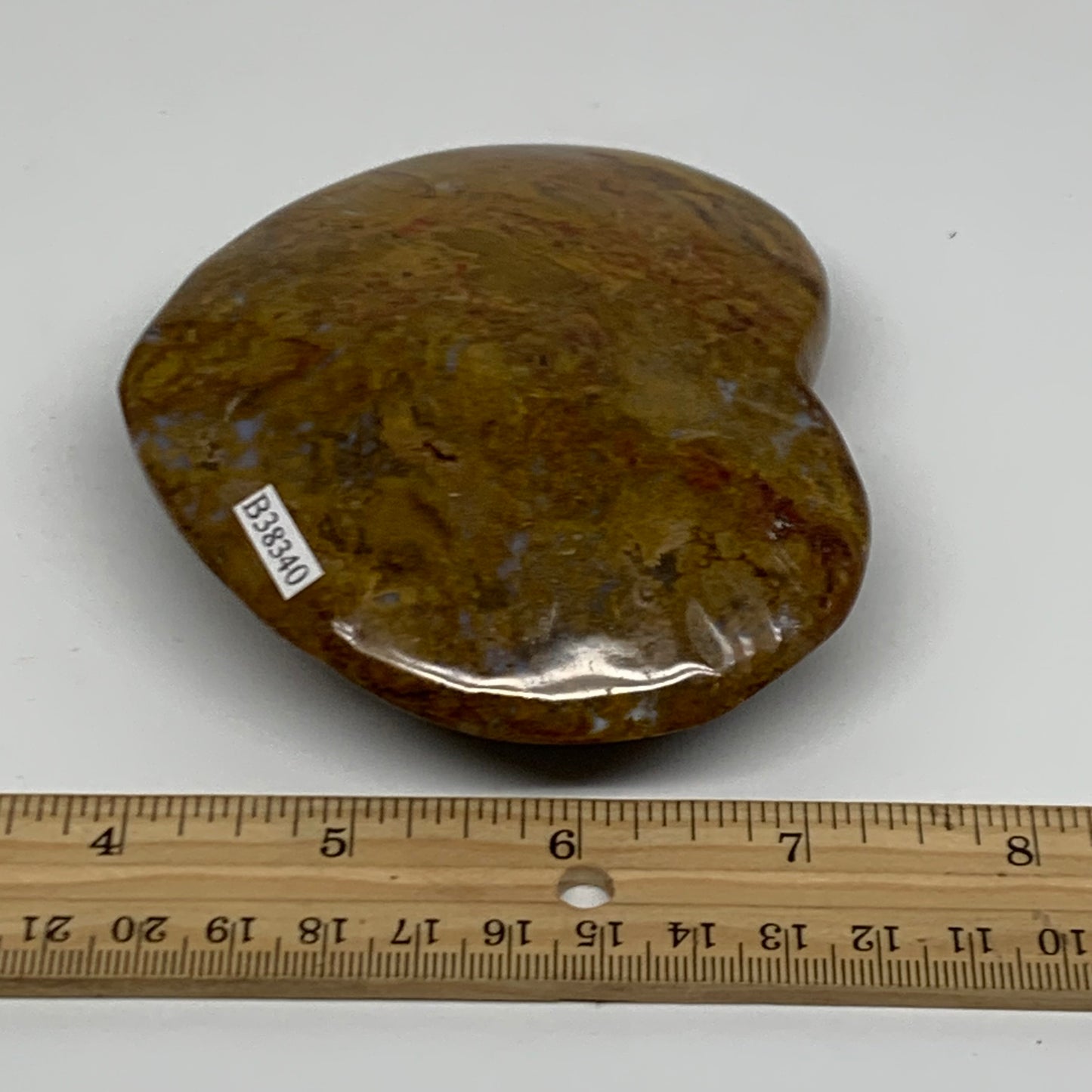 0.72 lbs, 3.6"x4.1"x1.2" Ocean Jasper Heart Polished Healing Crystal, B38340