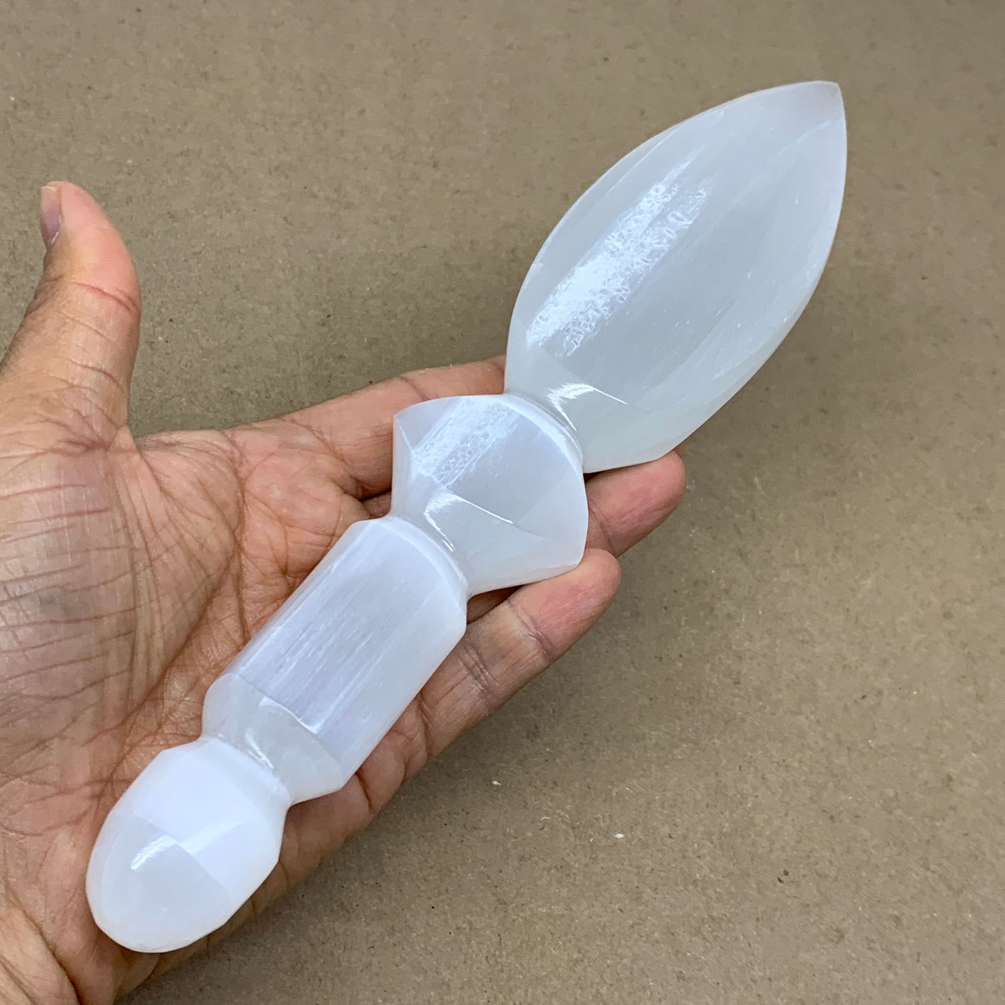 0.73 lbs, 9.5"x2"x1", Natural Selenite Crystal Dagger (Satin Spar), B36548