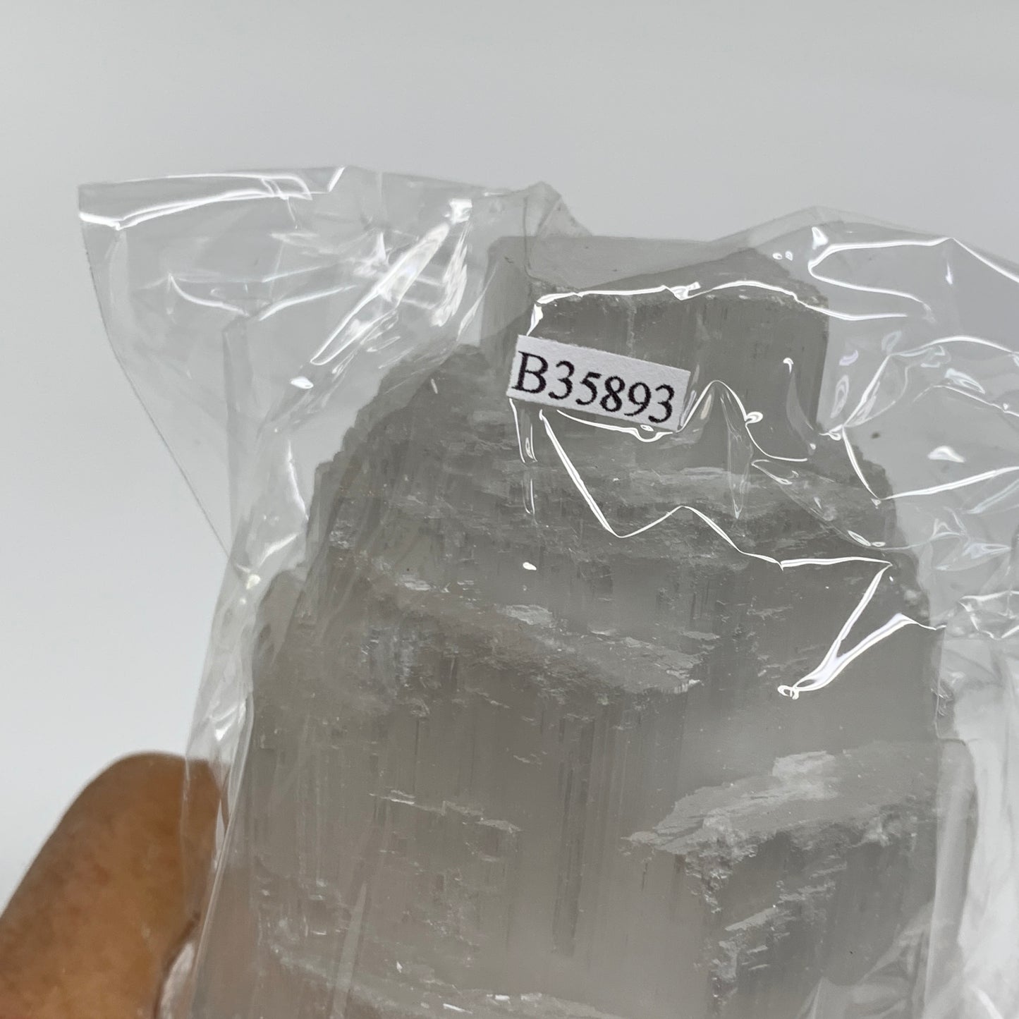 2.2 lbs, 6"x3.2", Raw Rough Selenite (Satin Spar) Lamp Tower, 6ft Chord, B35893