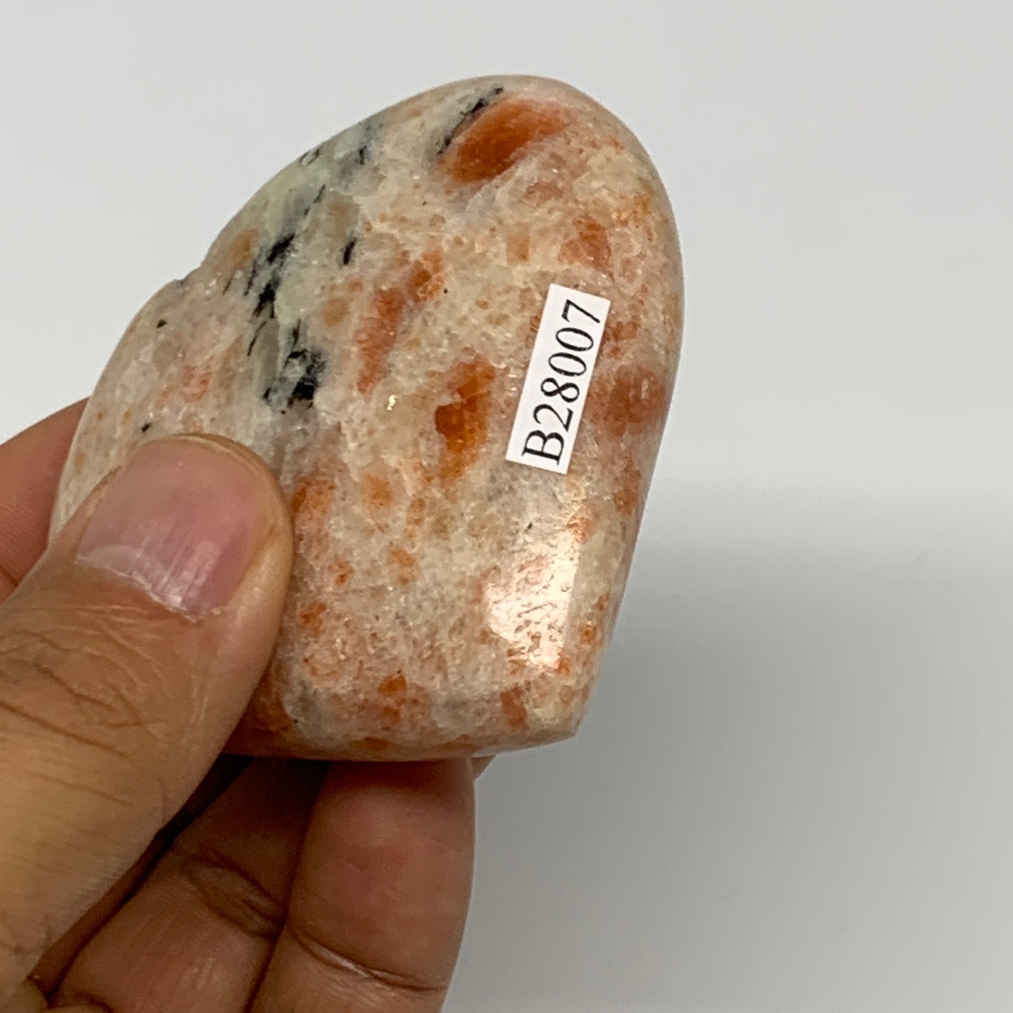 111.1g,2.4"x2.5"x0.8", Sunstone Heart Polished Healing Crystal @India, B28007