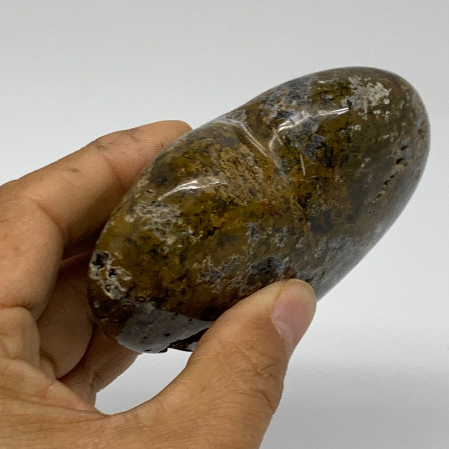 0.59 lbs, 3.3"x3.4"x1.4" Ocean Jasper Heart Polished Healing Crystal, B38341