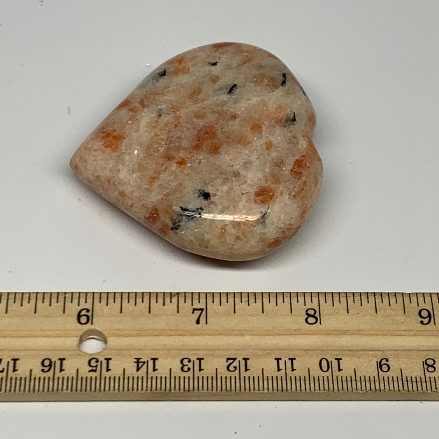 111.1g,2.4"x2.5"x0.8", Sunstone Heart Polished Healing Crystal @India, B28007