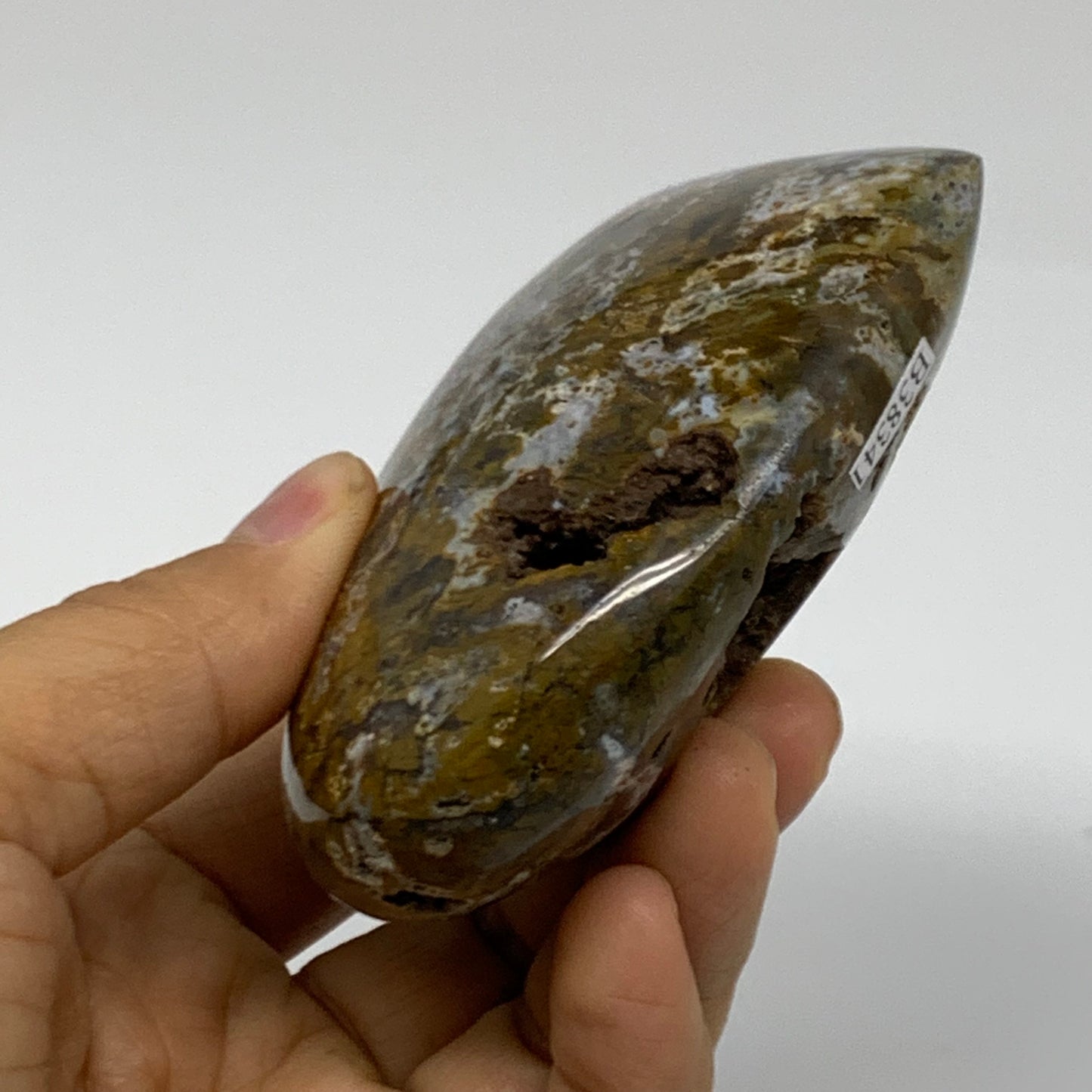 0.59 lbs, 3.3"x3.4"x1.4" Ocean Jasper Heart Polished Healing Crystal, B38341
