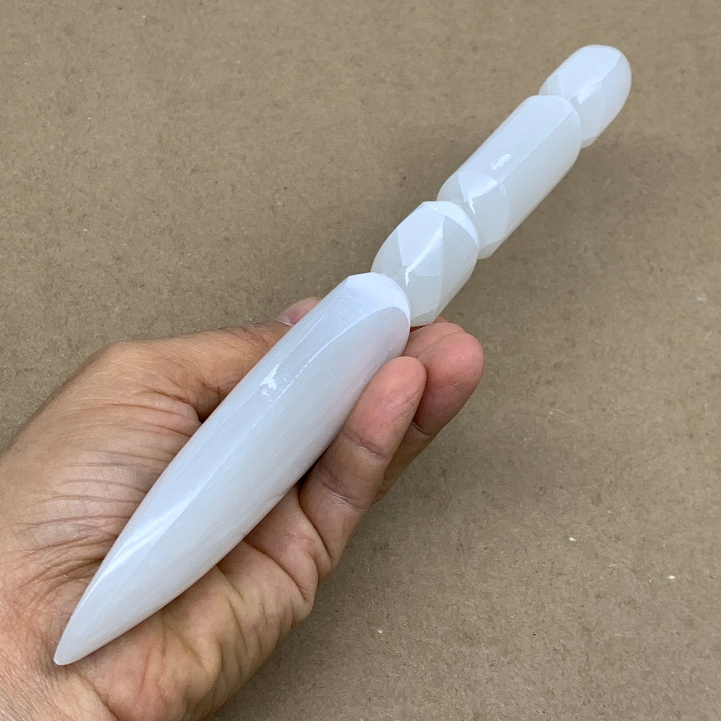 0.56 lbs, 9.6"x1.8"x0.8", Natural Selenite Crystal Dagger (Satin Spar), B36549