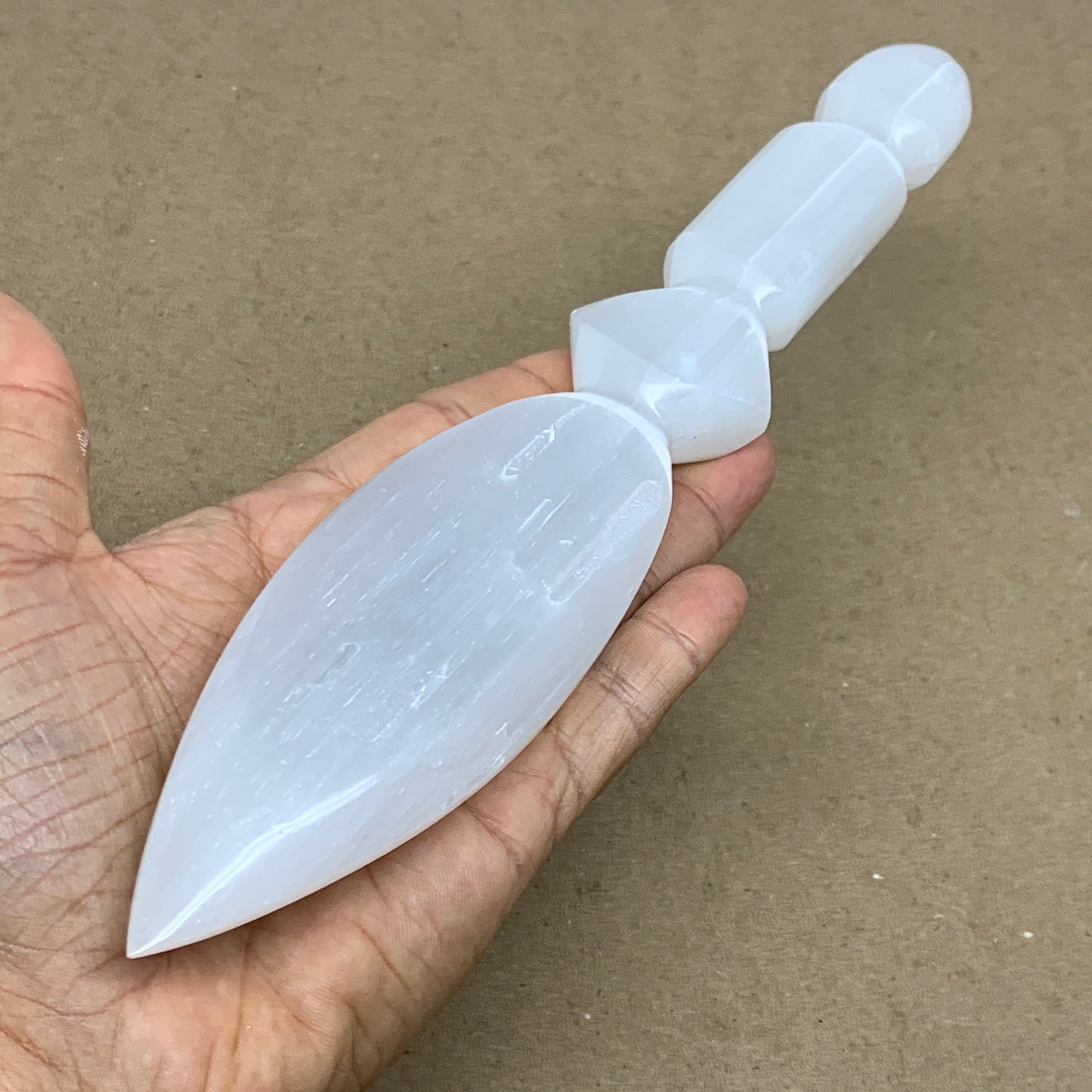 0.56 lbs, 9.6"x1.8"x0.8", Natural Selenite Crystal Dagger (Satin Spar), B36549