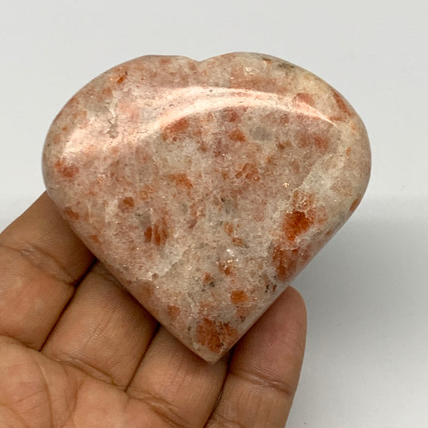 134.9g,2.5"x2.7"x0.9", Sunstone Heart Polished Healing Crystal @India, B28008