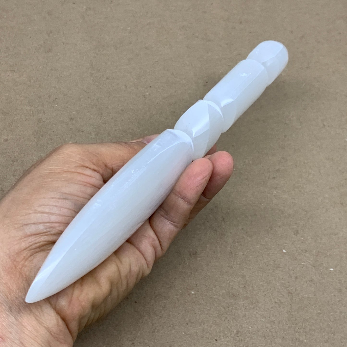 0.56 lbs, 9.6"x1.8"x0.8", Natural Selenite Crystal Dagger (Satin Spar), B36549