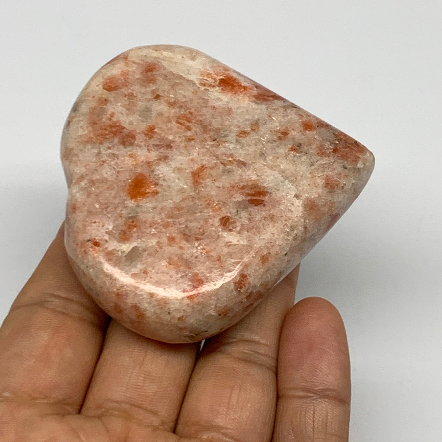 134.9g,2.5"x2.7"x0.9", Sunstone Heart Polished Healing Crystal @India, B28008