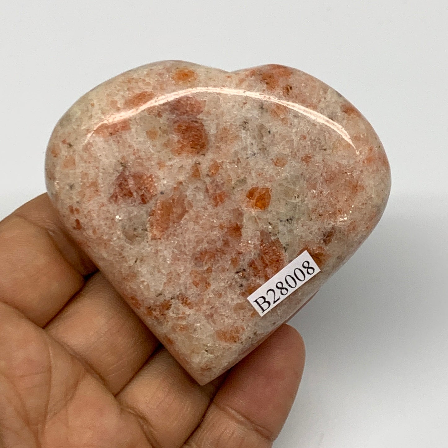 134.9g,2.5"x2.7"x0.9", Sunstone Heart Polished Healing Crystal @India, B28008