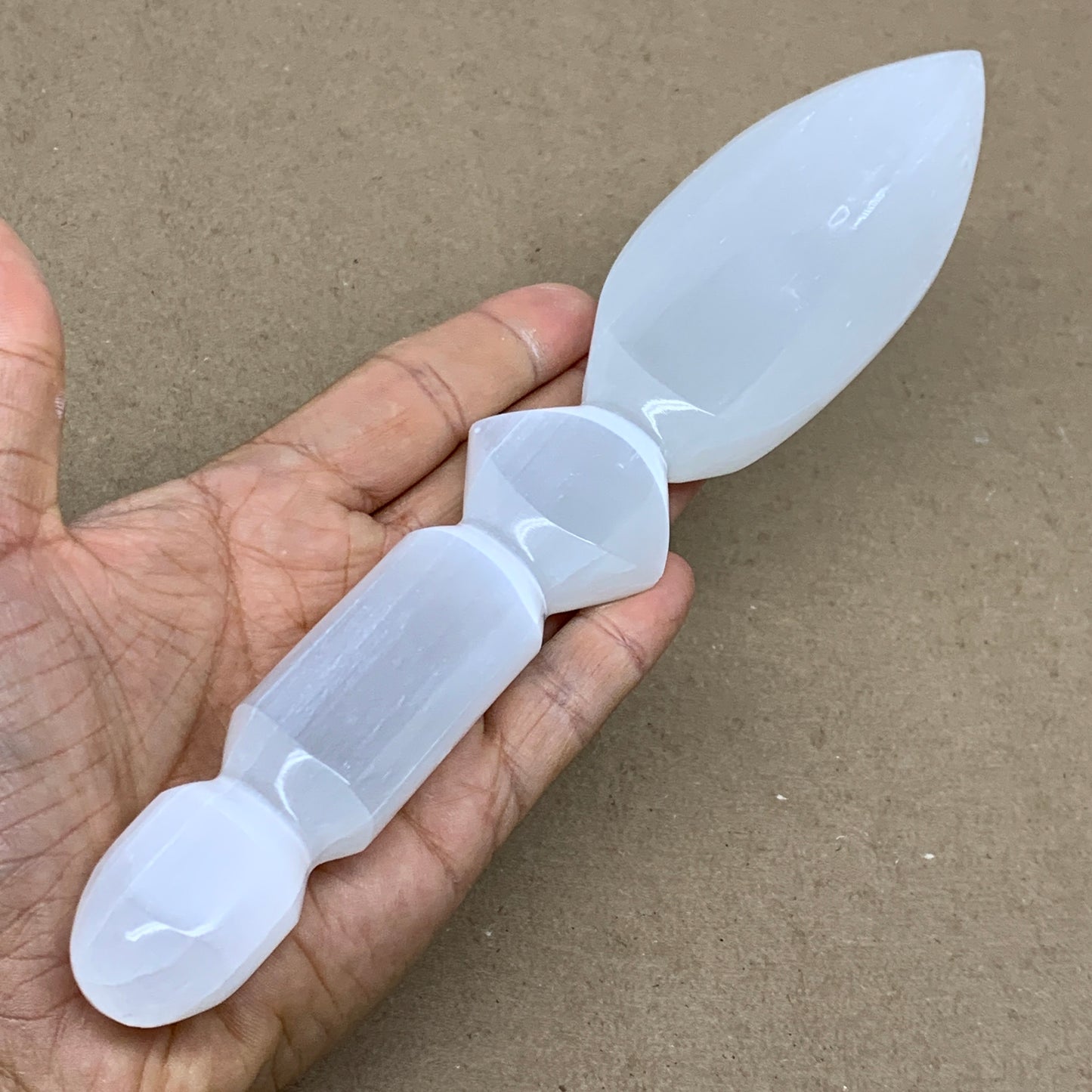 0.56 lbs, 9.6"x1.8"x0.8", Natural Selenite Crystal Dagger (Satin Spar), B36549