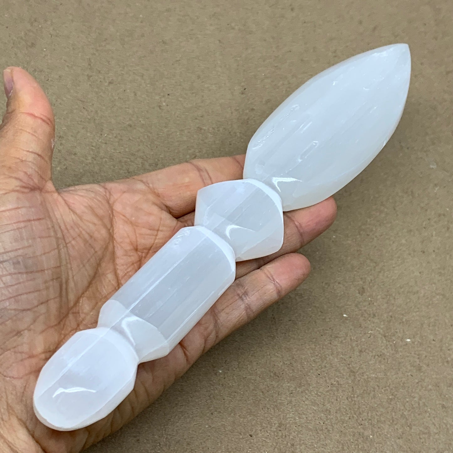 0.56 lbs, 9.6"x1.8"x0.8", Natural Selenite Crystal Dagger (Satin Spar), B36549