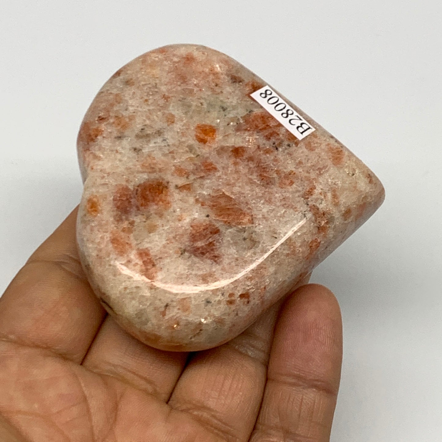 134.9g,2.5"x2.7"x0.9", Sunstone Heart Polished Healing Crystal @India, B28008