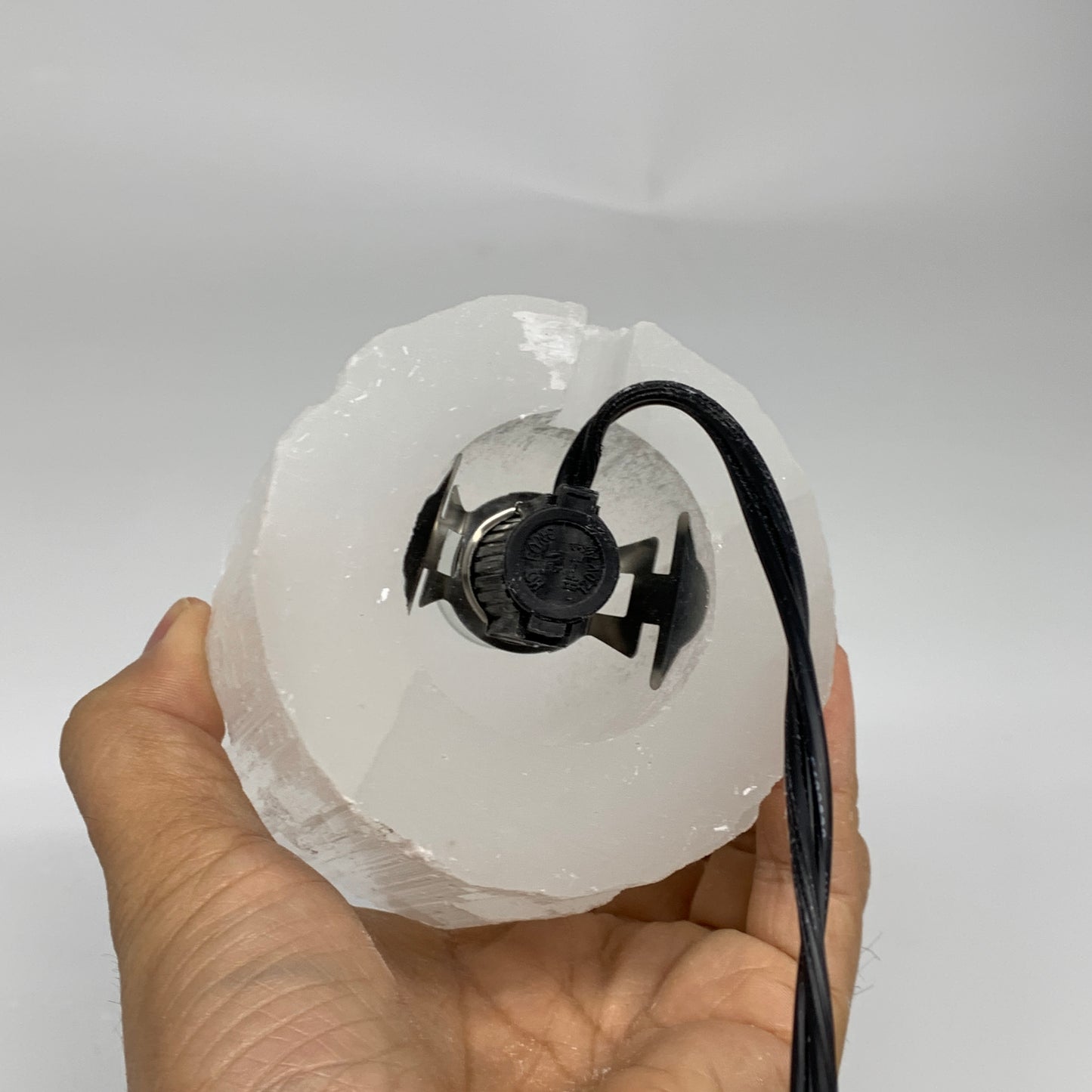 2.1 lbs, 6"x3.1", Raw Rough Selenite (Satin Spar) Lamp Tower, 6ft Chord, B35894