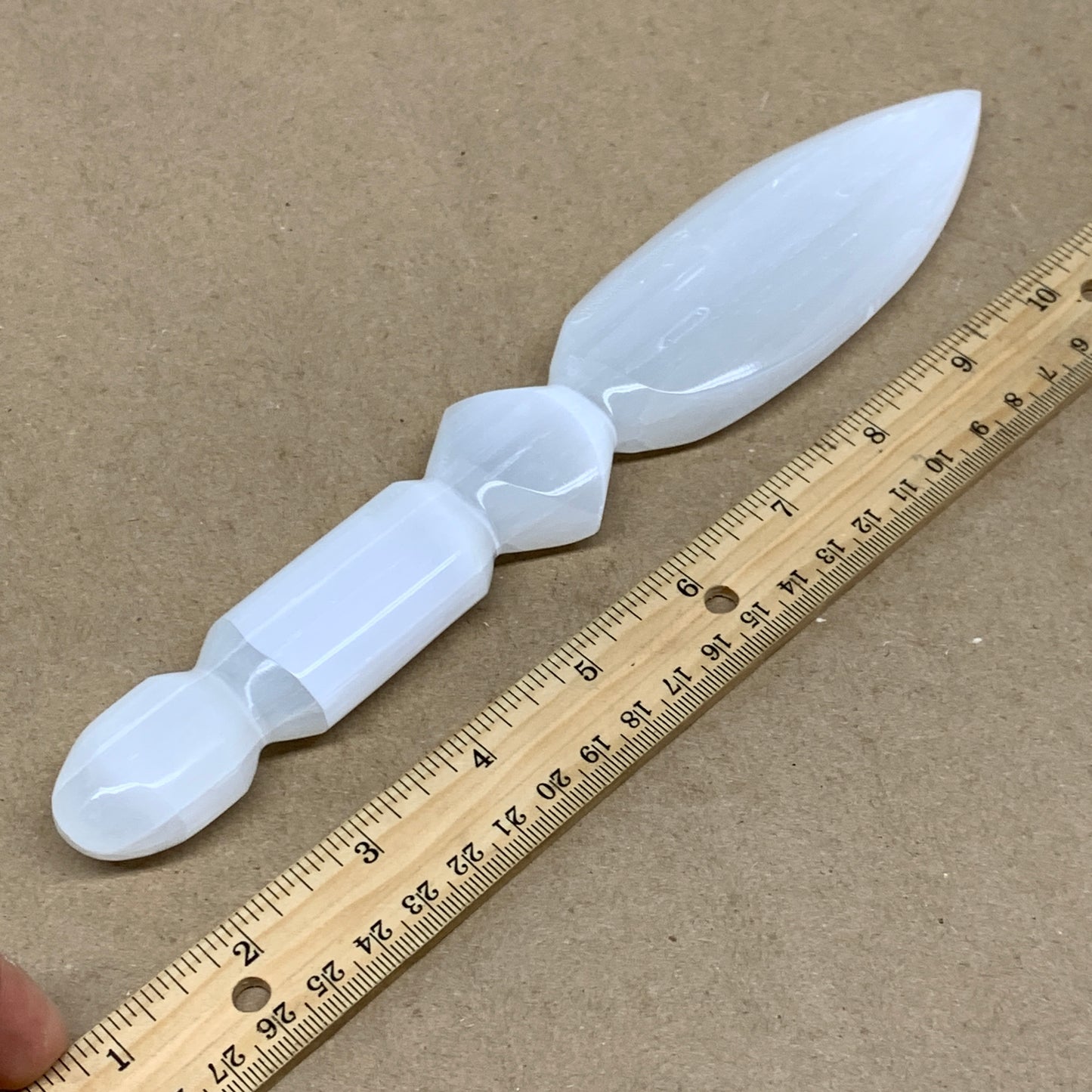 0.56 lbs, 9.6"x1.8"x0.8", Natural Selenite Crystal Dagger (Satin Spar), B36549