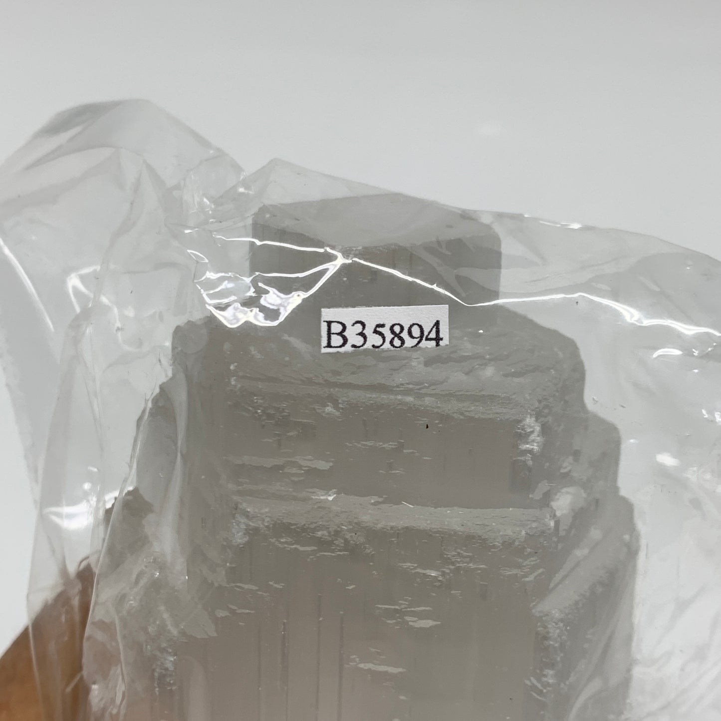 2.1 lbs, 6"x3.1", Raw Rough Selenite (Satin Spar) Lamp Tower, 6ft Chord, B35894