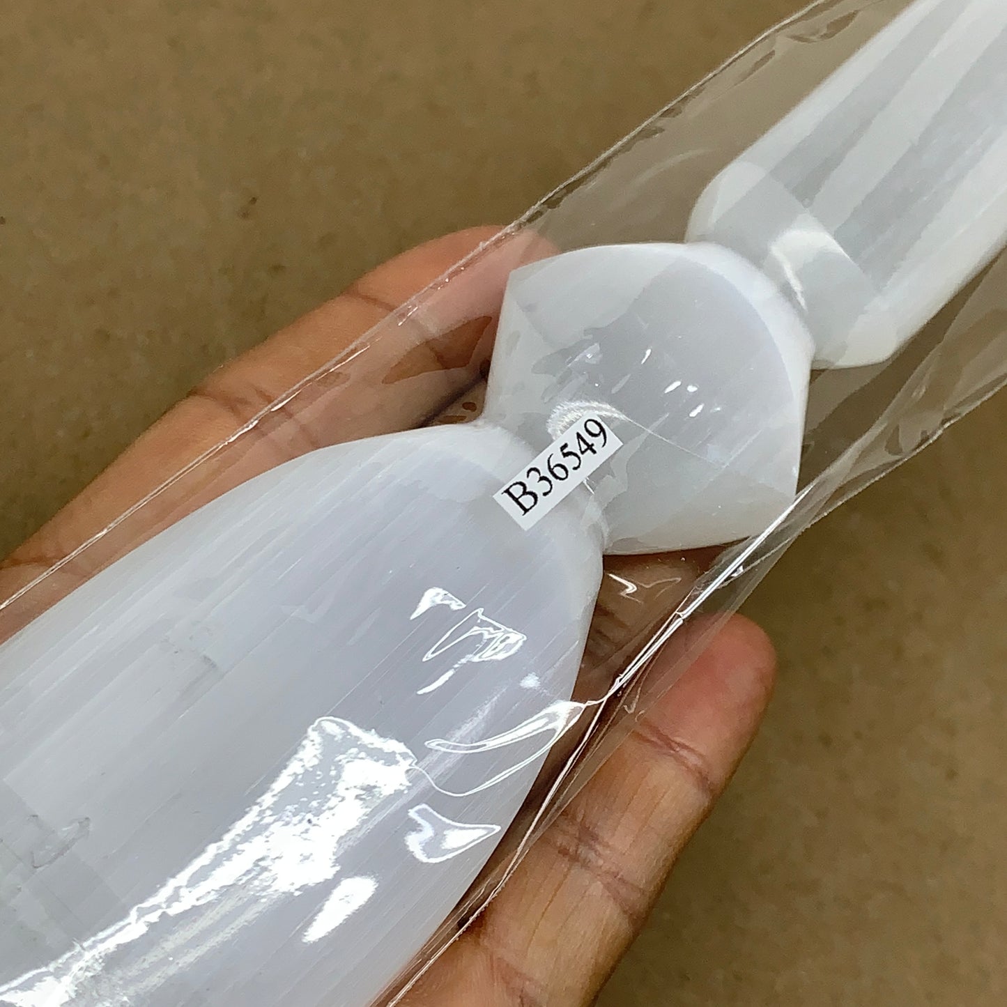 0.56 lbs, 9.6"x1.8"x0.8", Natural Selenite Crystal Dagger (Satin Spar), B36549