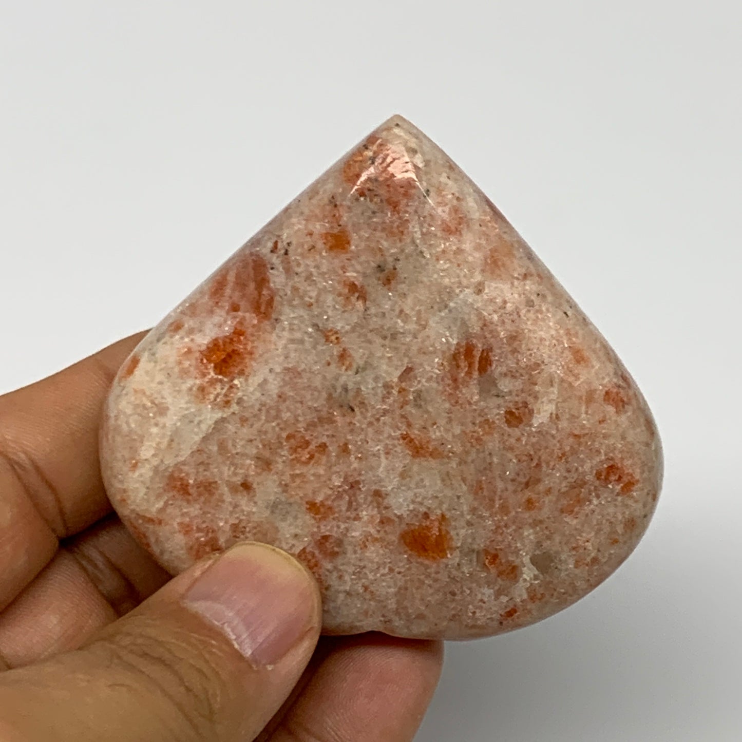 134.9g,2.5"x2.7"x0.9", Sunstone Heart Polished Healing Crystal @India, B28008