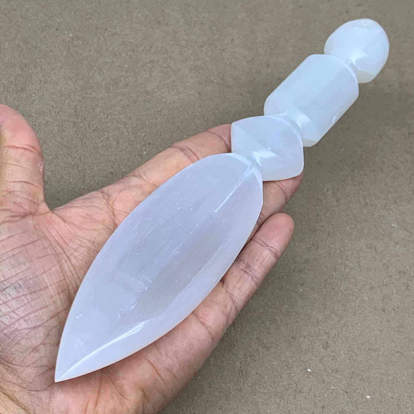 0.54 lbs, 9.5"x1.7"x0.7", Natural Selenite Crystal Dagger (Satin Spar), B36550