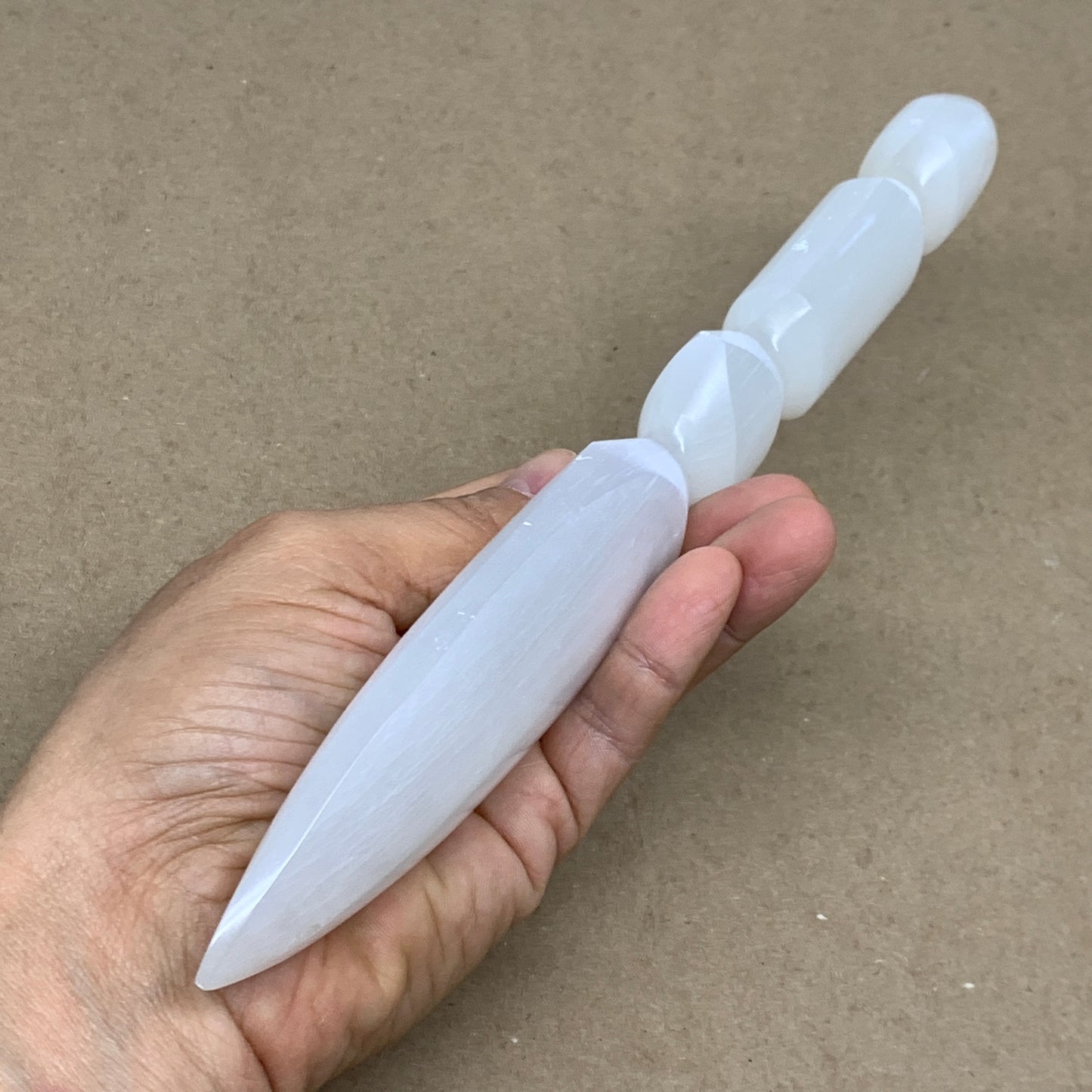 0.54 lbs, 9.5"x1.7"x0.7", Natural Selenite Crystal Dagger (Satin Spar), B36550