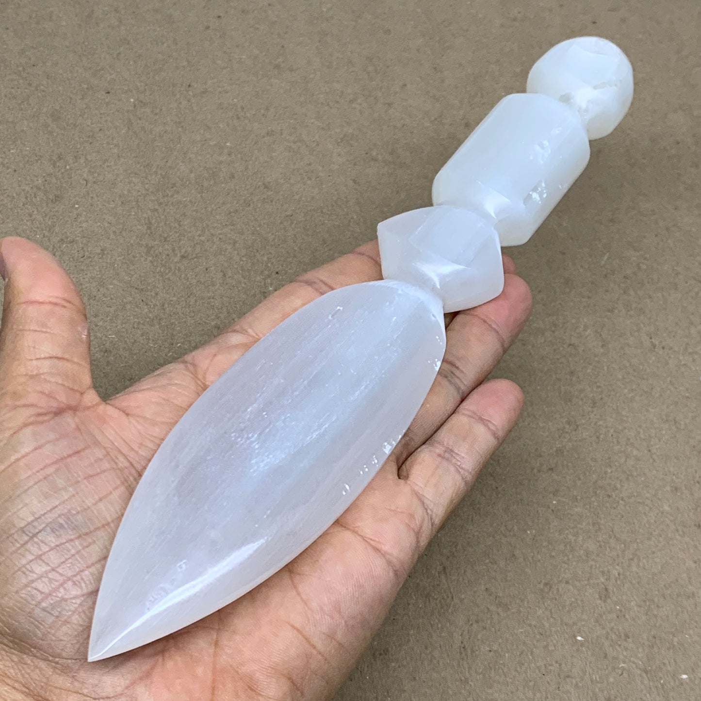 0.54 lbs, 9.5"x1.7"x0.7", Natural Selenite Crystal Dagger (Satin Spar), B36550