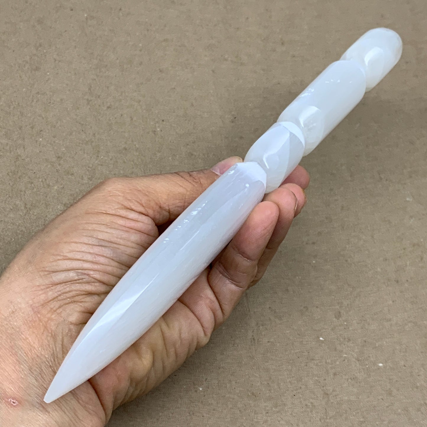 0.54 lbs, 9.5"x1.7"x0.7", Natural Selenite Crystal Dagger (Satin Spar), B36550
