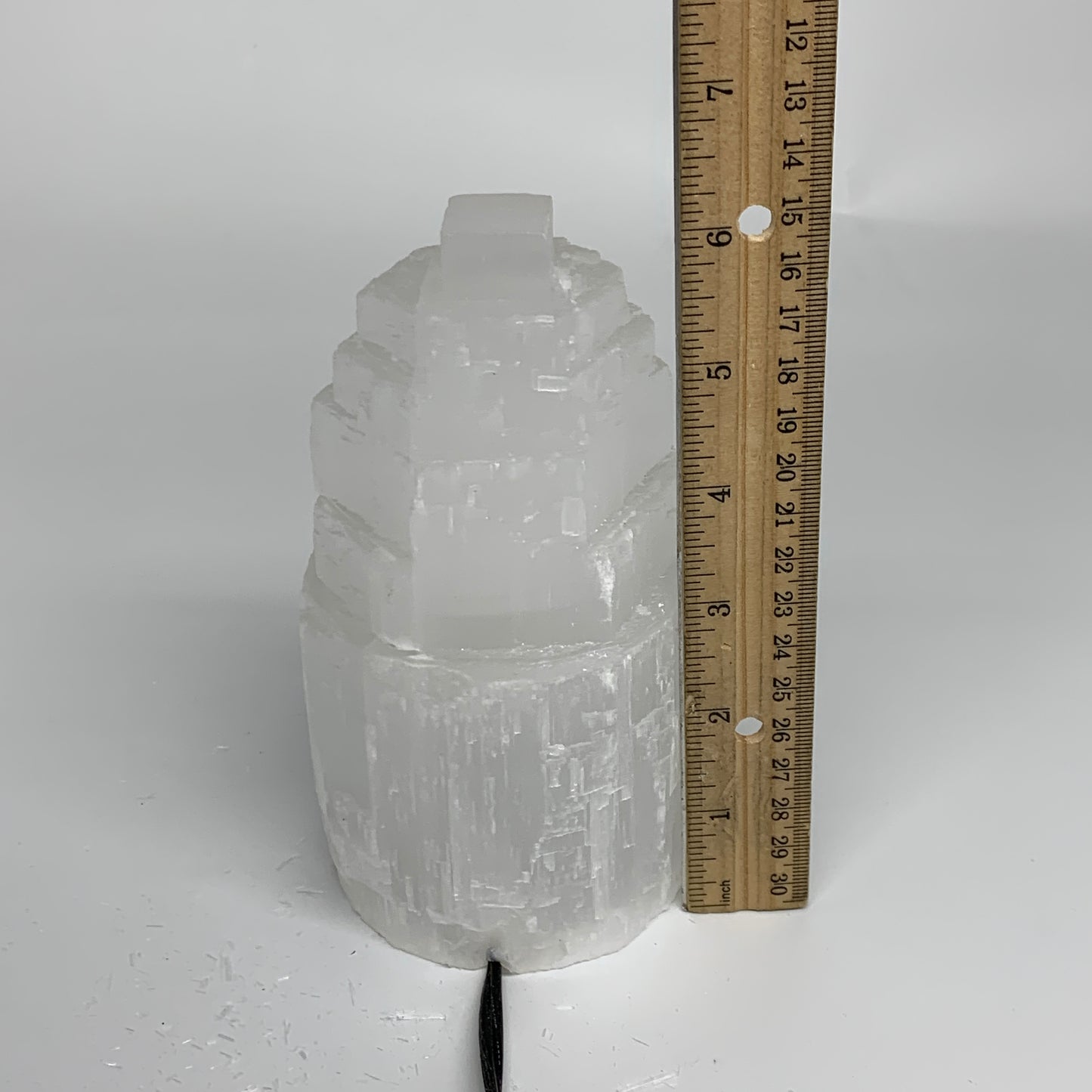 2.3 lbs, 6"x3.1", Raw Rough Selenite (Satin Spar) Lamp Tower, 6ft Chord, B35895