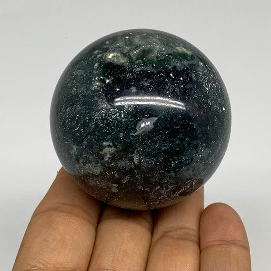218.8g,2.2"(55mm), Natural Moss Agate Sphere Ball Gemstone @India,B29416