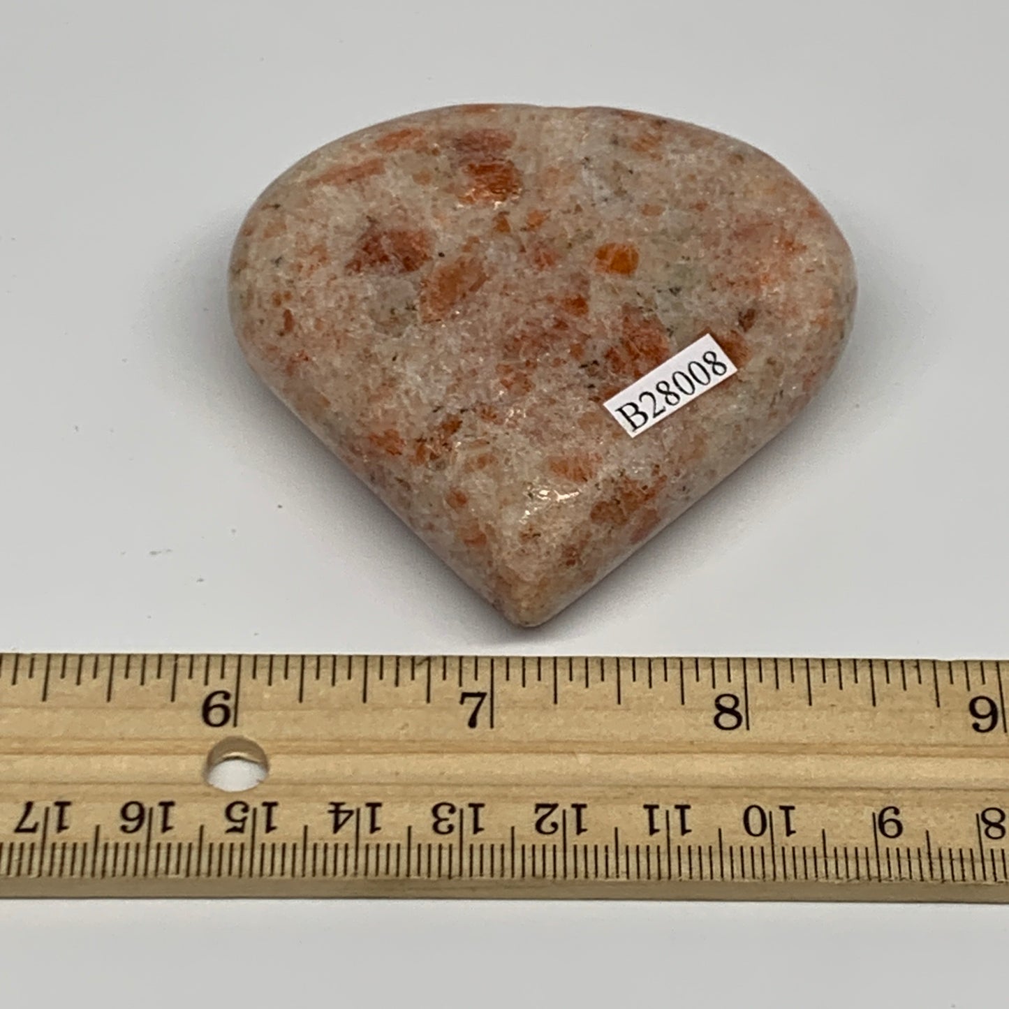 134.9g,2.5"x2.7"x0.9", Sunstone Heart Polished Healing Crystal @India, B28008
