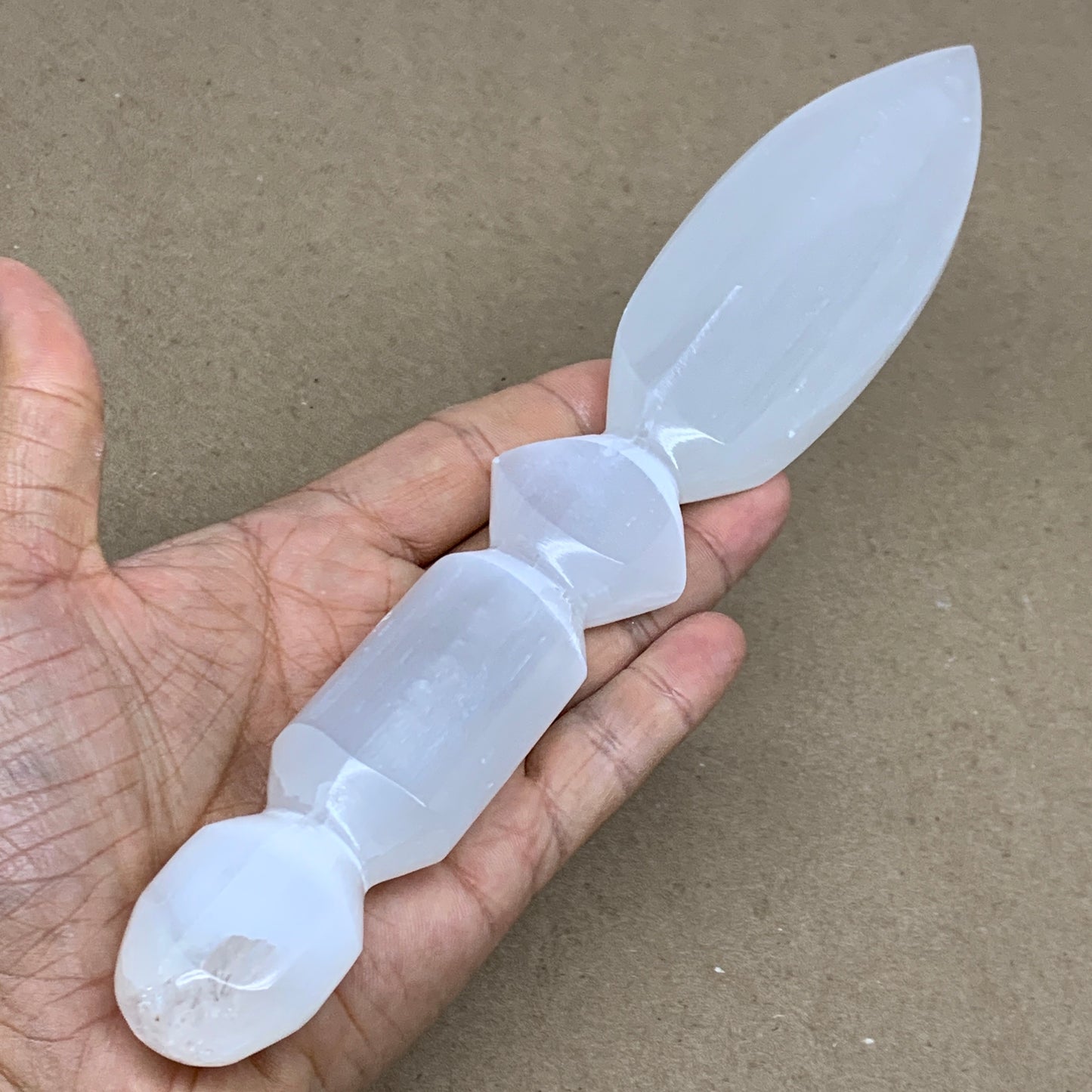 0.54 lbs, 9.5"x1.7"x0.7", Natural Selenite Crystal Dagger (Satin Spar), B36550