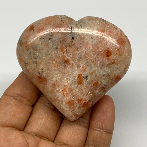 147.4g,2.4"x2.7"x0.9", Sunstone Heart Polished Healing Crystal @India, B28009